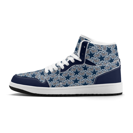 Mens Dallas Cowboy Inspired Premium PU Leather High Top Sneakers