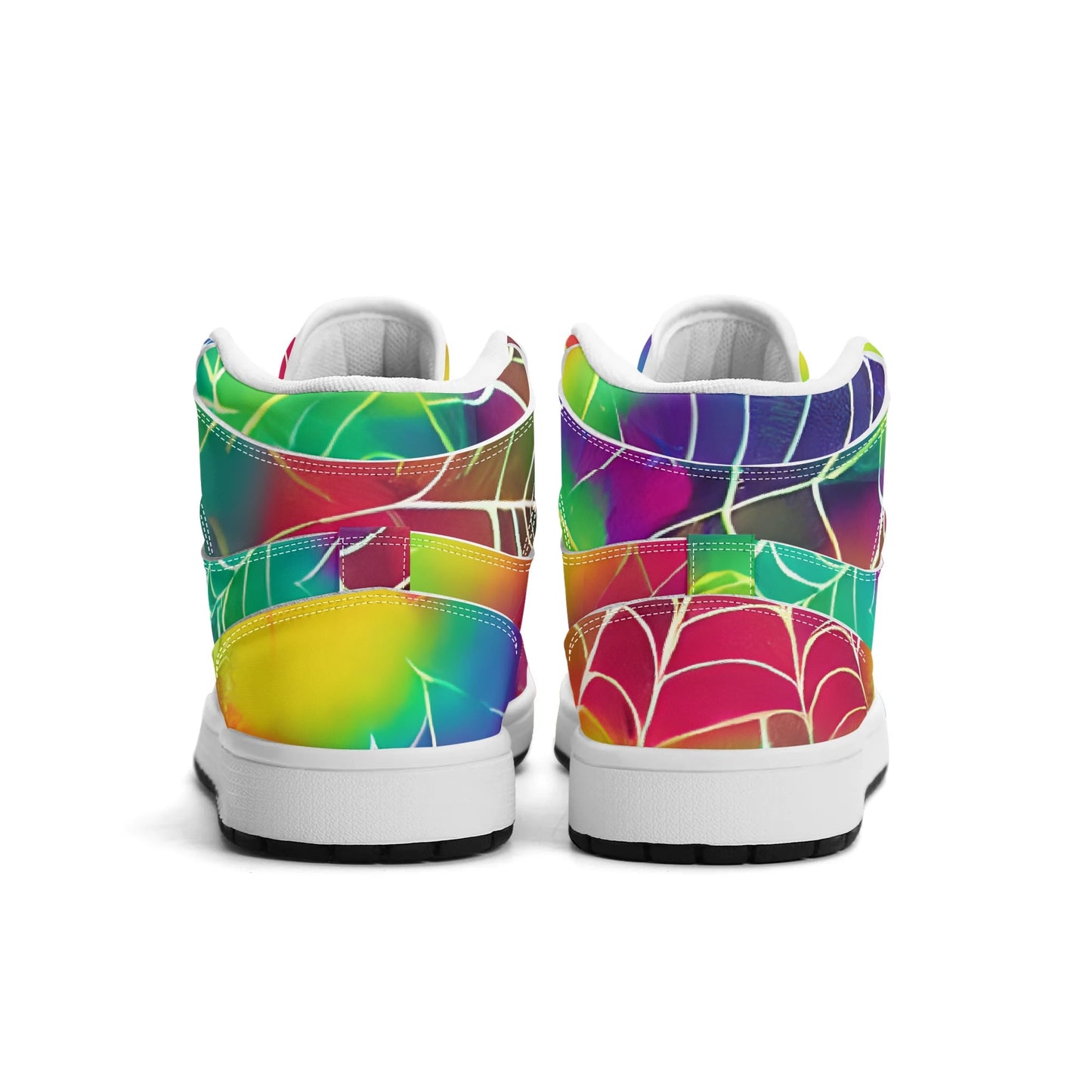 Womens Webbed Rainbow Premium PU Leather Sneakers