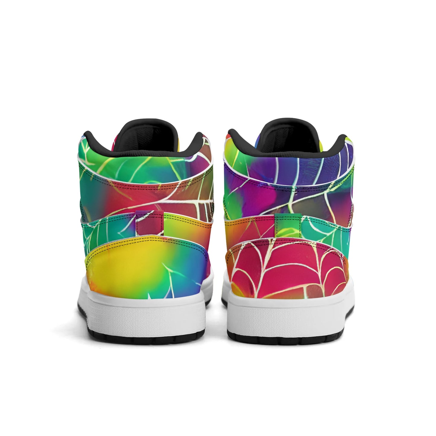 Womens Webbed Rainbow Premium PU Leather Sneakers