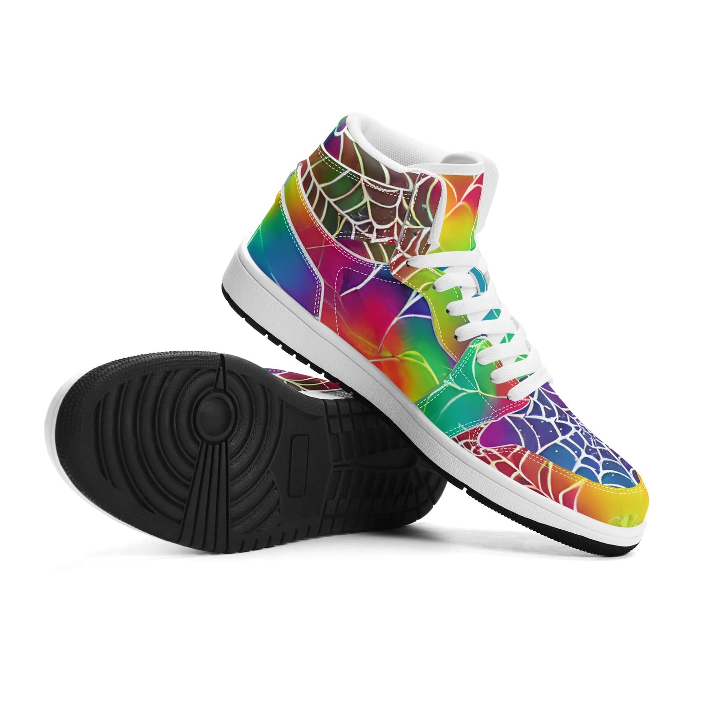 Womens Webbed Rainbow Premium PU Leather Sneakers