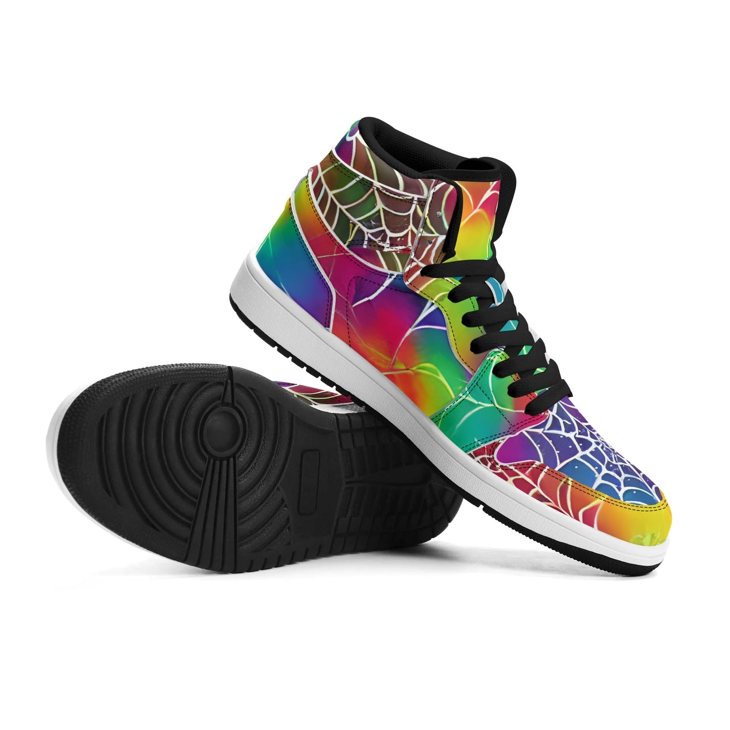 Womens Webbed Rainbow Premium PU Leather Sneakers