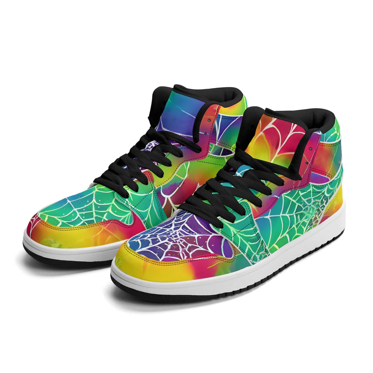 Womens Webbed Rainbow Premium PU Leather Sneakers