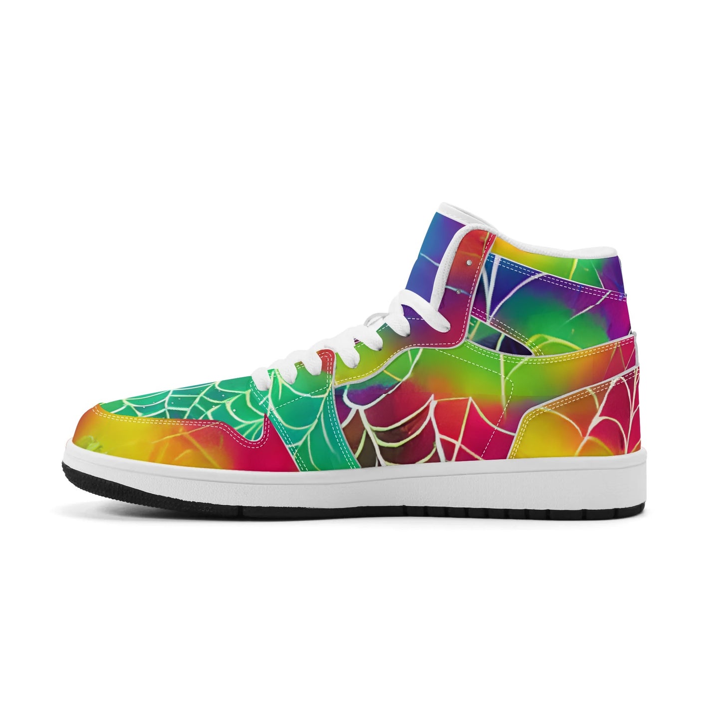 Womens Webbed Rainbow Premium PU Leather Sneakers
