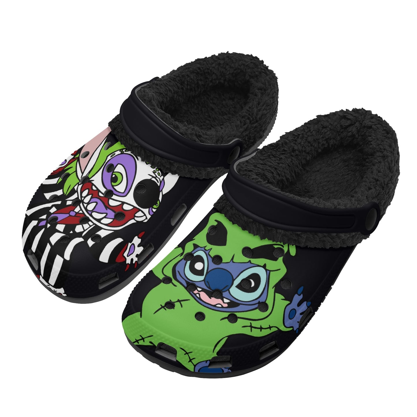 Adults Stitch Beetlejuice Oogie Boogie Black Lined Clog
