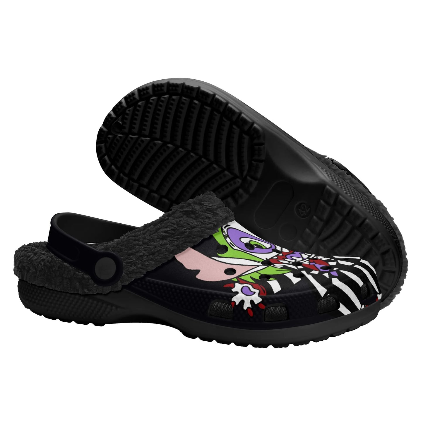 Adults Stitch Beetlejuice Oogie Boogie Black Lined Clog