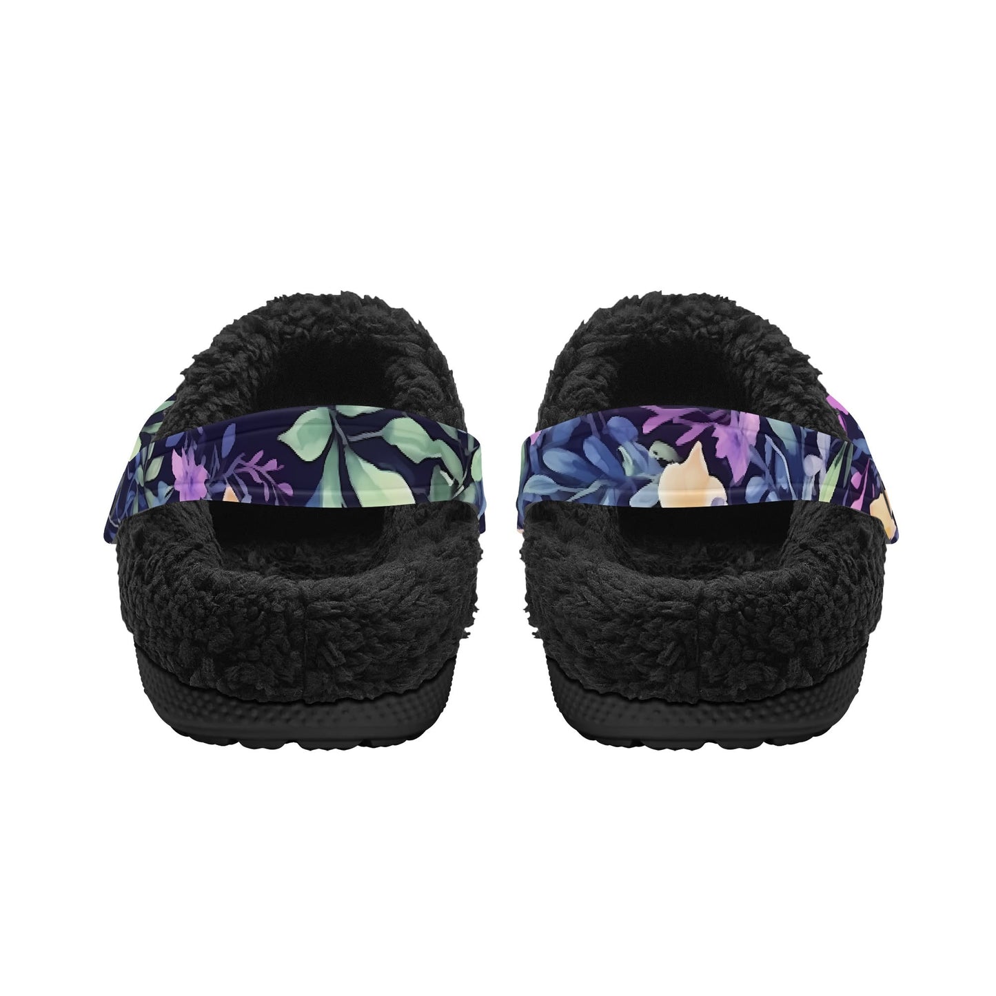 Adults Floral Black Warm Lined Clog