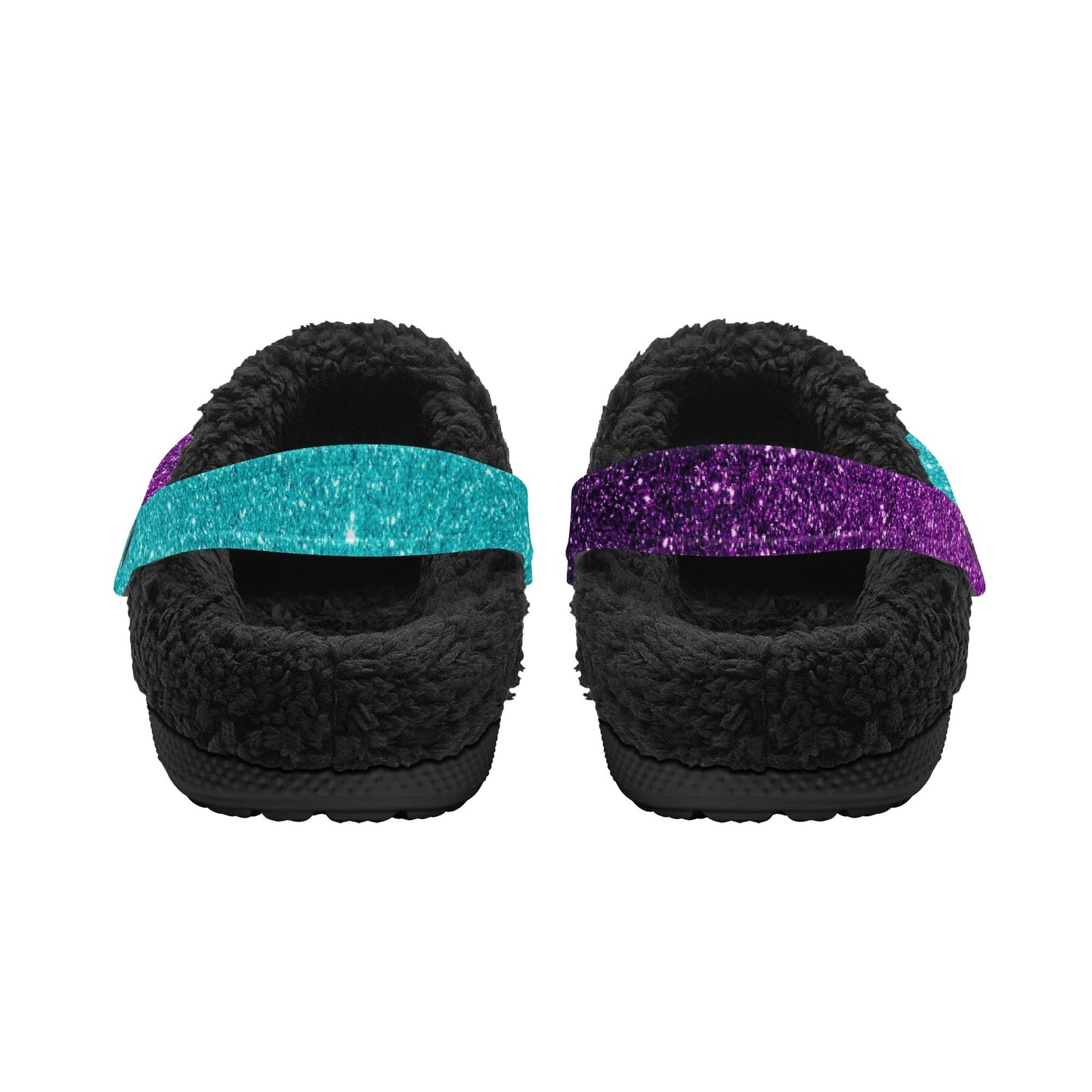 Adults Sparkle Black Warm Lined Clog