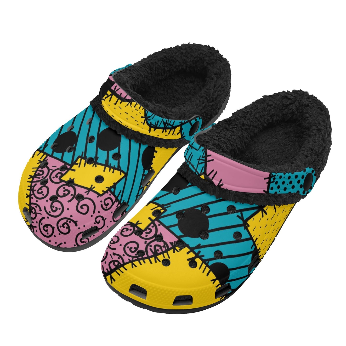 Adults Black Warm House Clog Winter Fur Lined Garden Slippers
