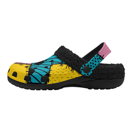 Adults Black Warm House Clog Winter Fur Lined Garden Slippers