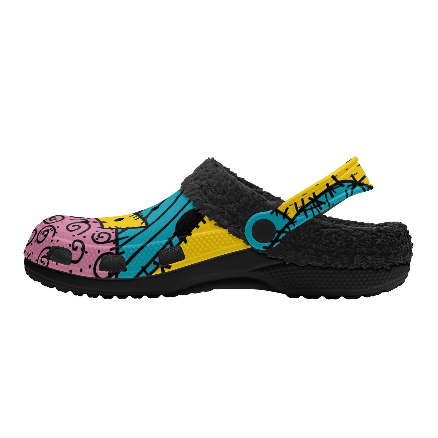 Adults Black Warm House Clog Winter Fur Lined Garden Slippers