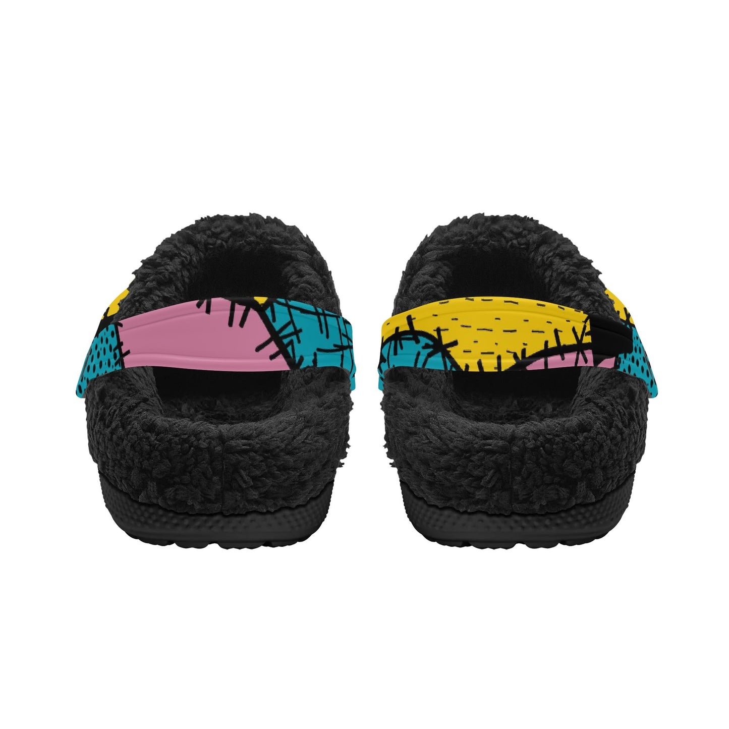 Adults Black Warm House Clog Winter Fur Lined Garden Slippers