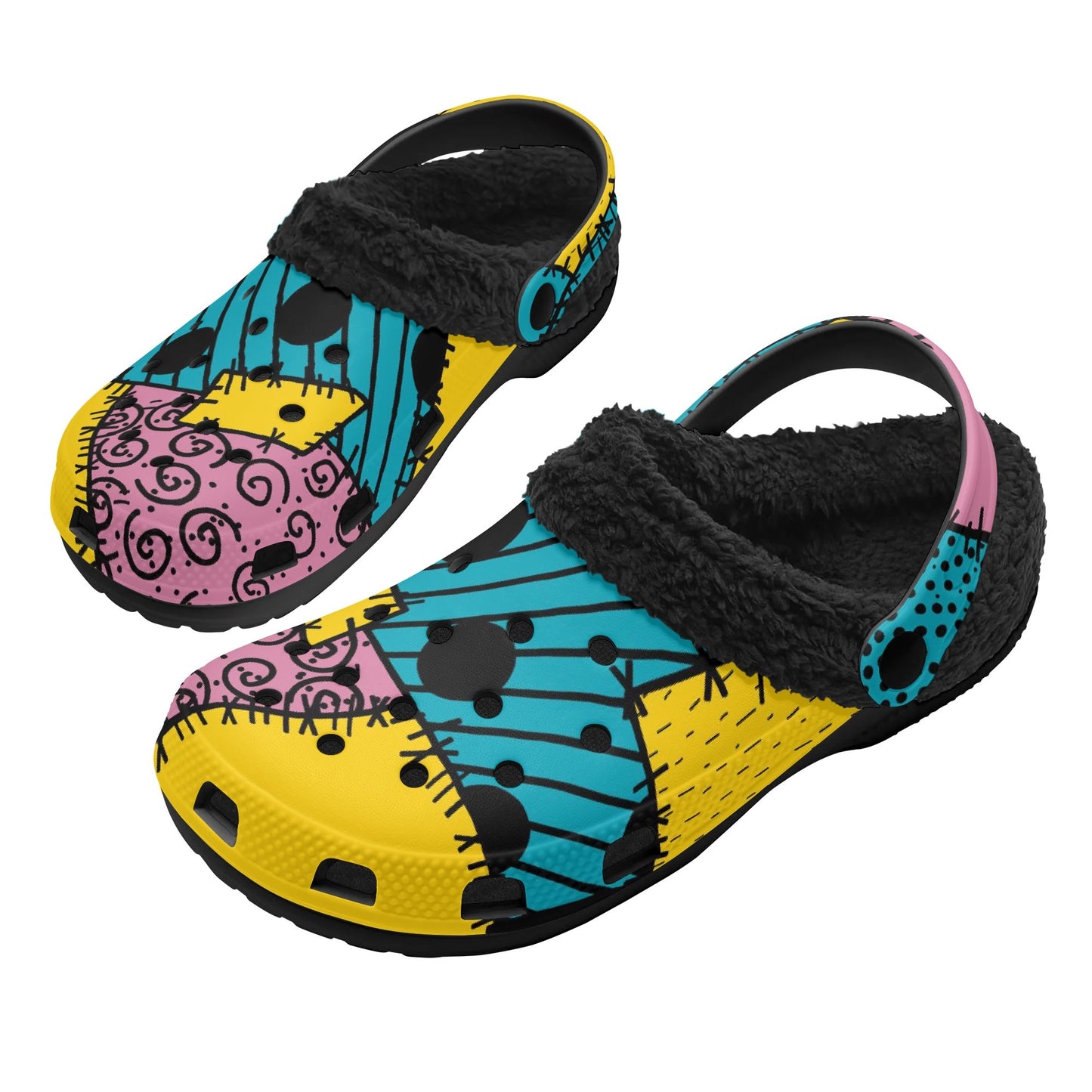 Adults Black Warm House Clog Winter Fur Lined Garden Slippers