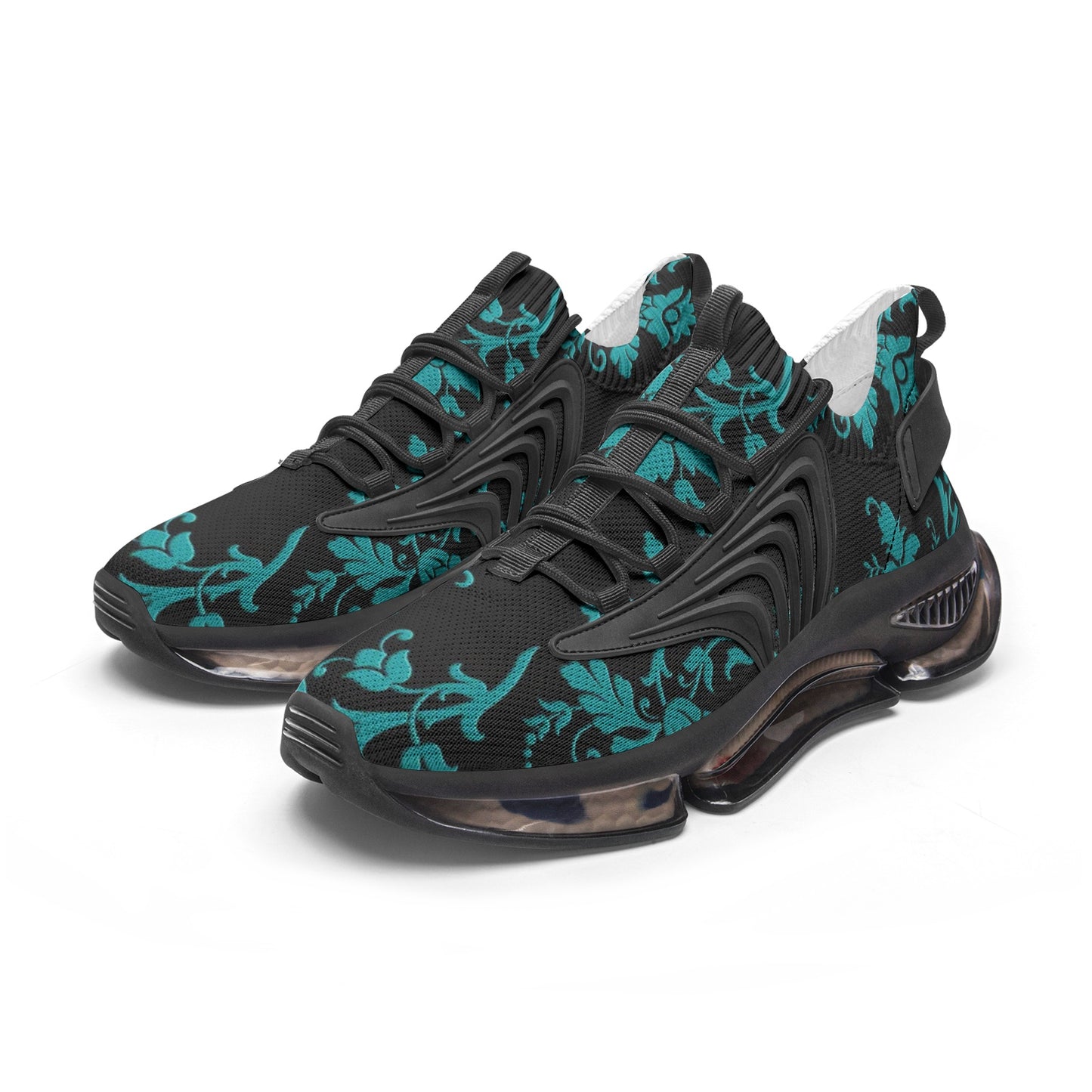Teal Damask Unisex Low Top Mesh Sneakers