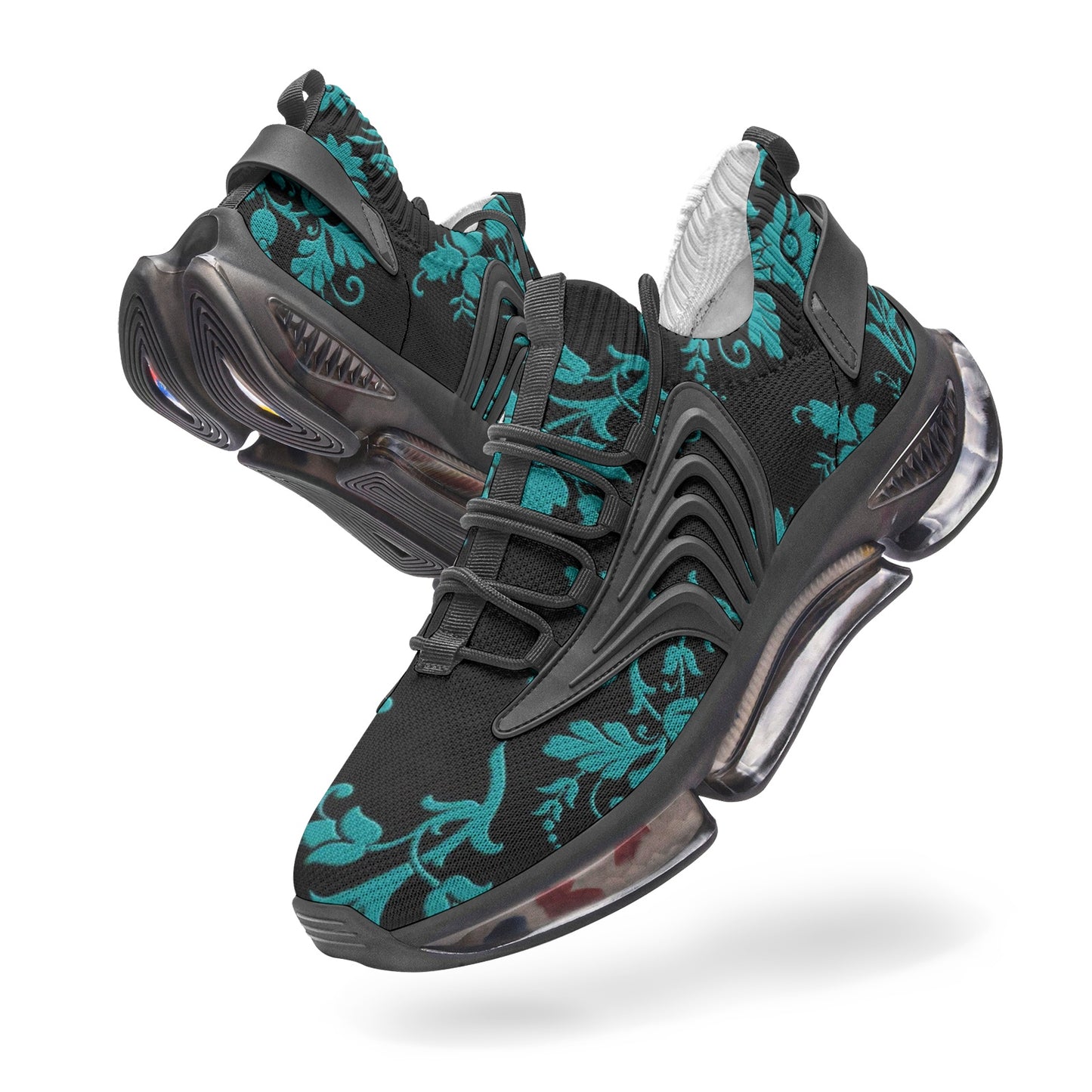 Teal Damask Unisex Low Top Mesh Sneakers