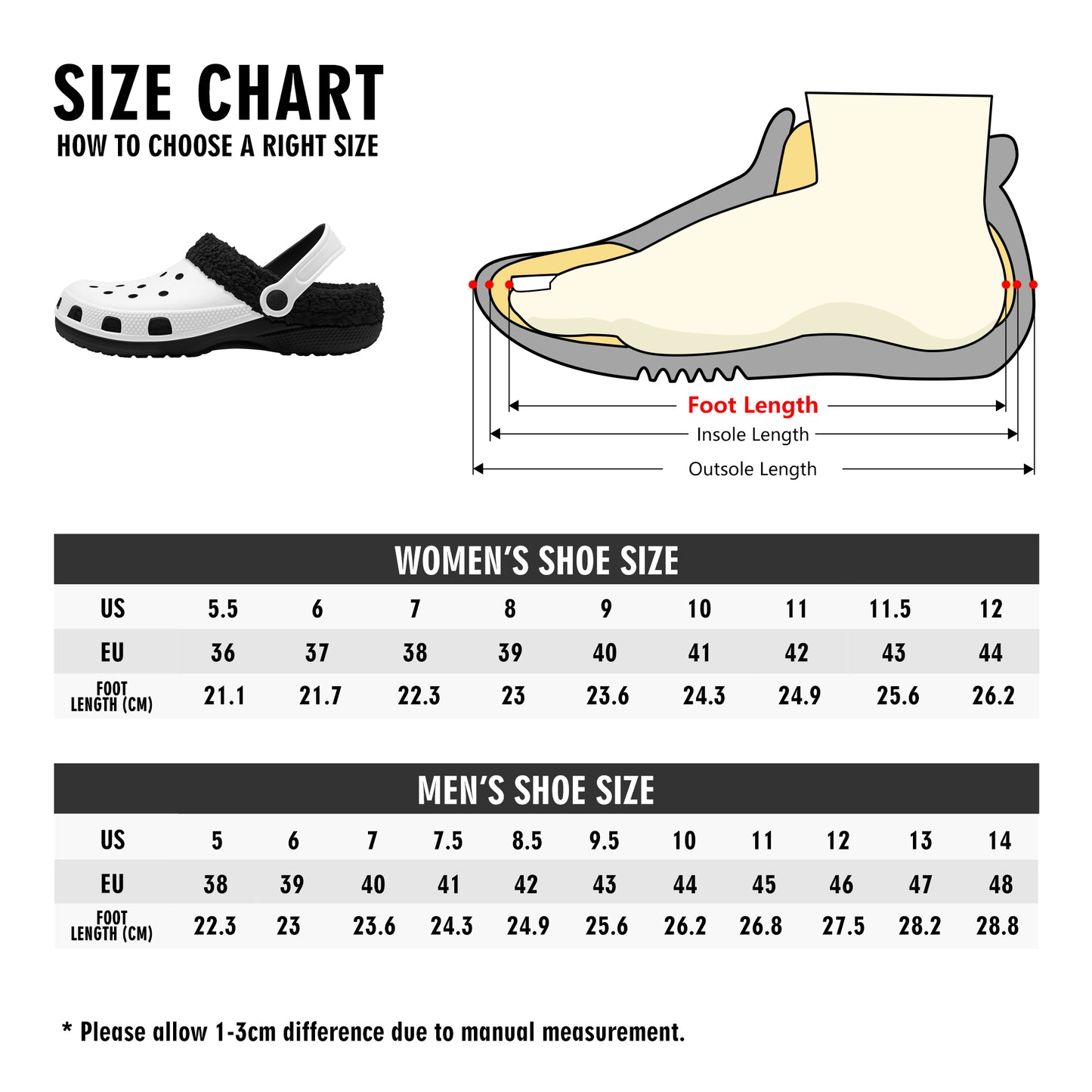 Adults Floral Black Warm Lined Clog