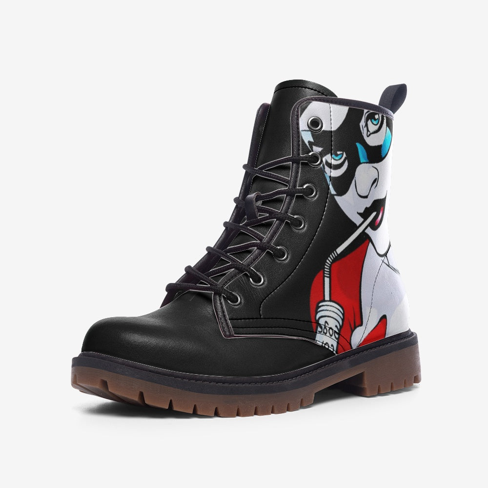Harley Quinn Inspired Casual Leather Lightweight boots