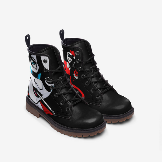 Harley Quinn Inspired Casual Leather Lightweight boots