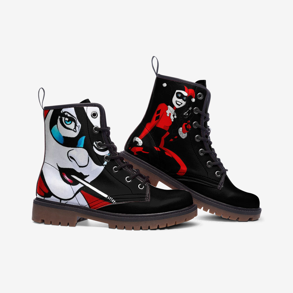 Harley Quinn Inspired Casual Leather Lightweight boots