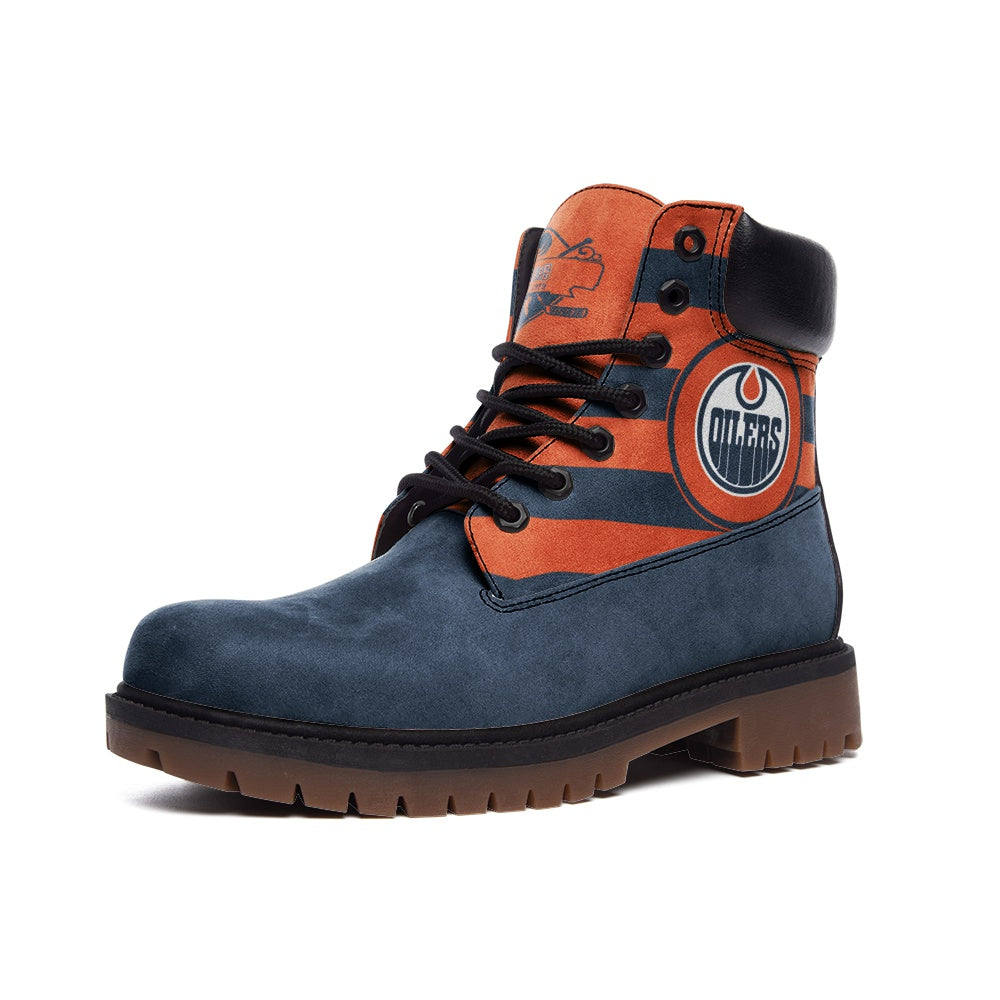 Edmonton Oilers Inspired Casual Leather Lightweight boots
