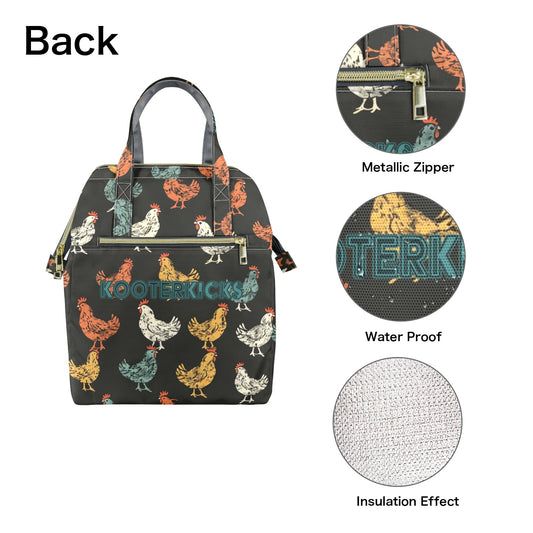 Vintage Rooster Portable Insulated Lunch Bag