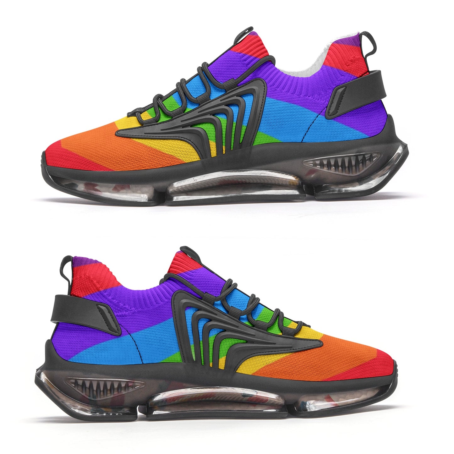 Unisex Rainbow Wave Low Top Mesh Sneakers
