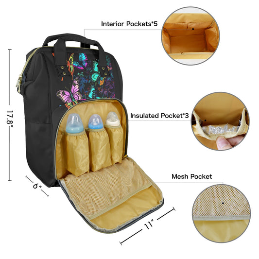Neon Butterflies New Multi-Function Diaper Bag