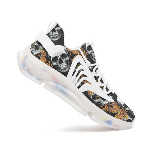 Unisex Skull Flames Low Top Mesh Sneakers