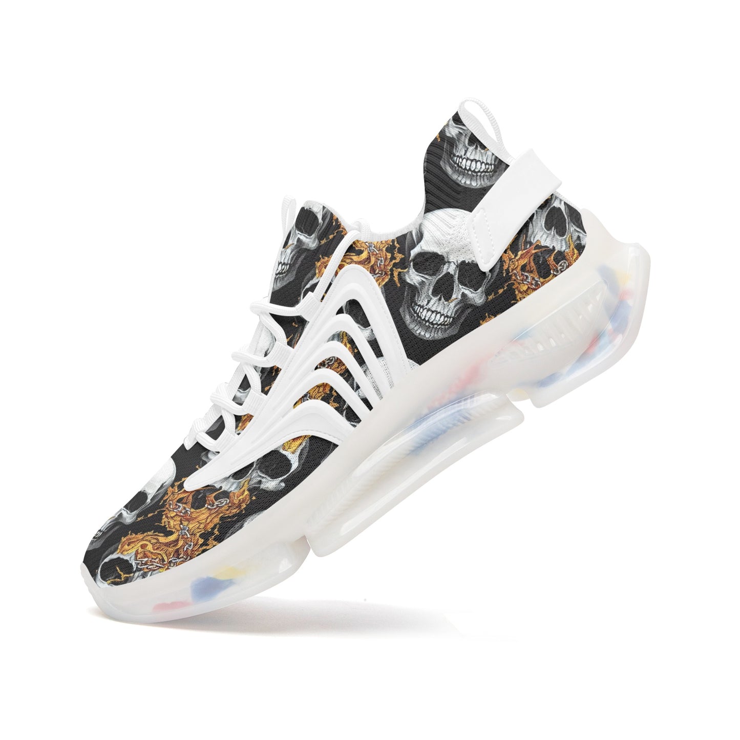 Unisex Skull Flames Low Top Mesh Sneakers