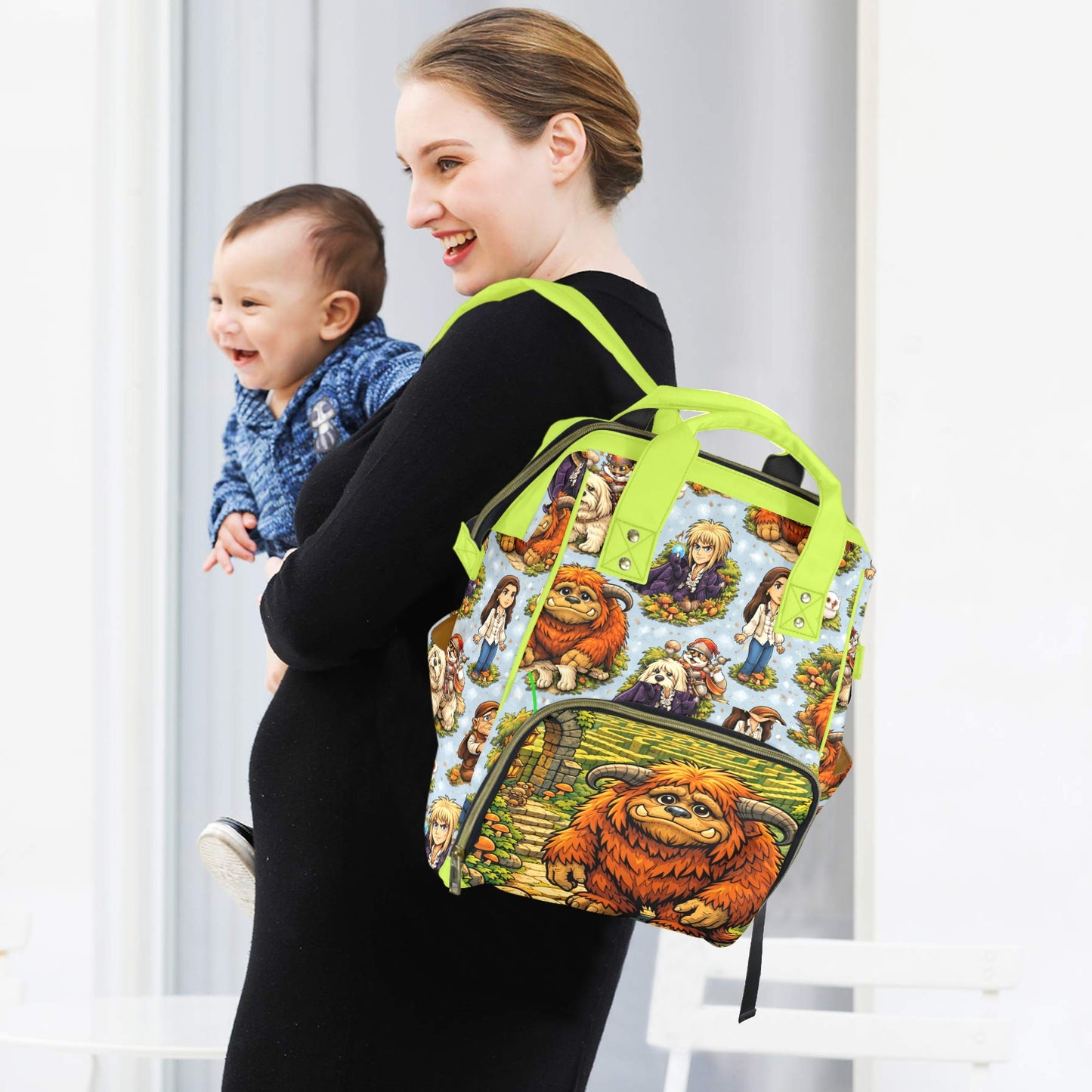 Labyrinth Lime Multi-Function Diaper Bag-New