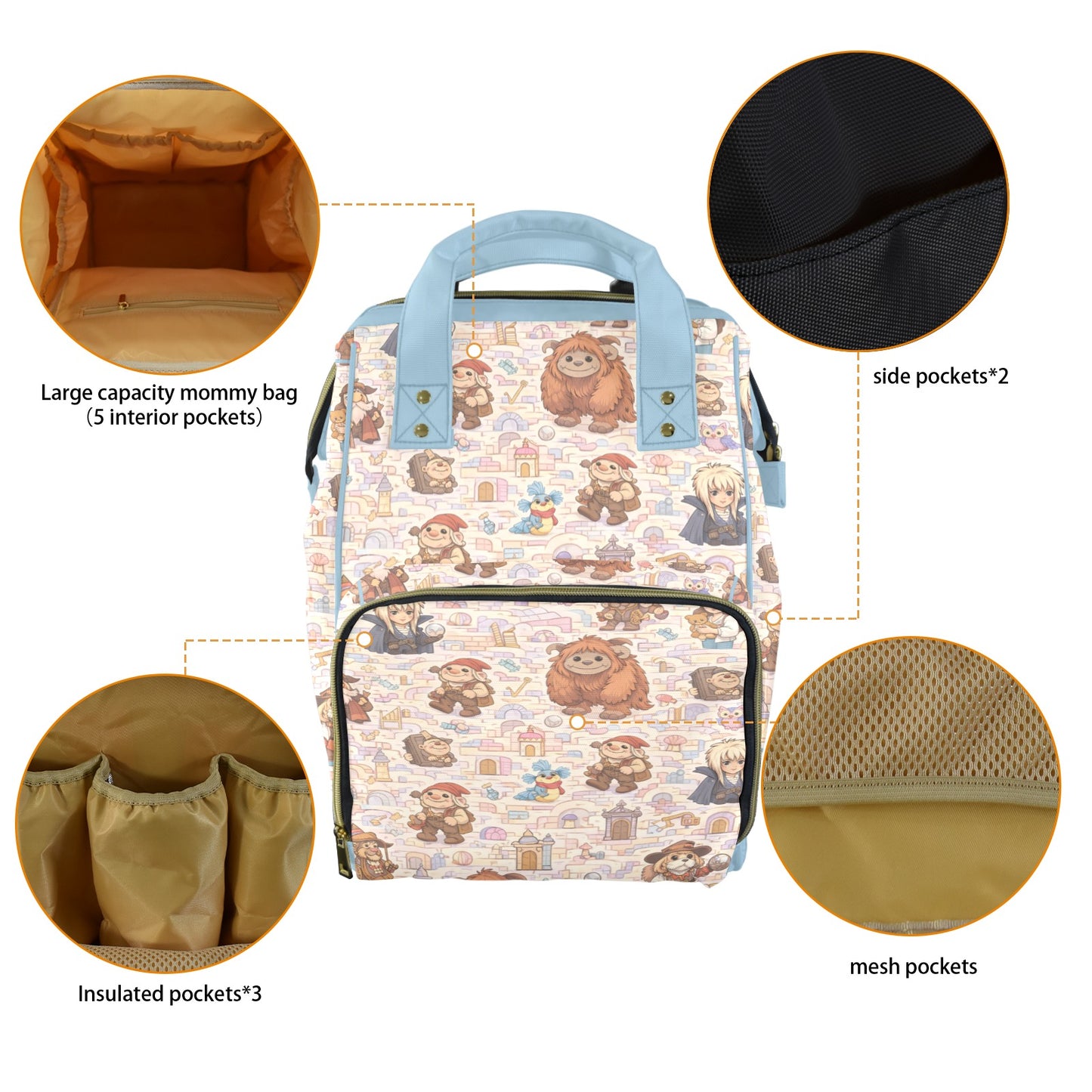 Labyrinth Pastel Multi-Function Diaper Bag-New