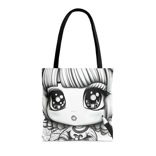 Kawaii Anime Colour in Black and White Tote Bag