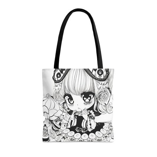 Kawaii Anime Colouring Black and White Tote Bag