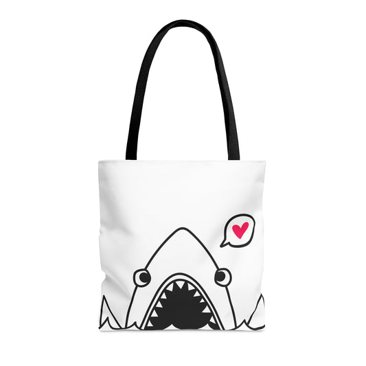 Love Shark Doodle Heart Tote Bag