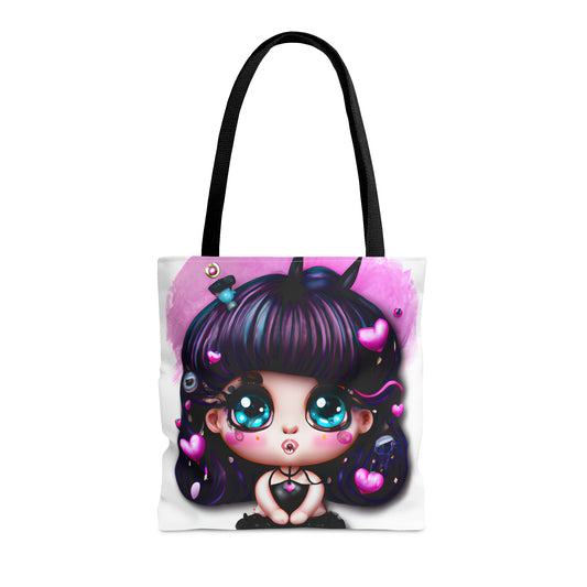 Gothic Valentine Girl Hearts Chibi Tote Bag