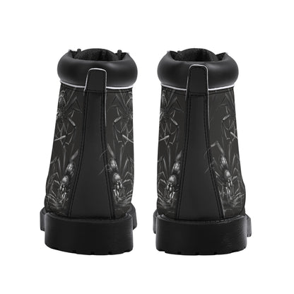 Mens Fit Black Spider Gothic Creepy All Season Leather Boots