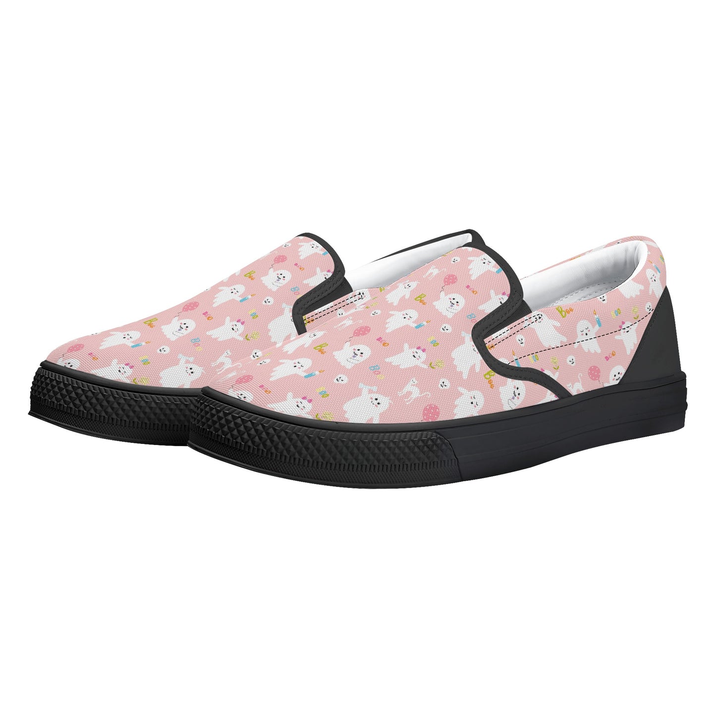 Pink Ghosts Sweet Halloween Slip On Shoes