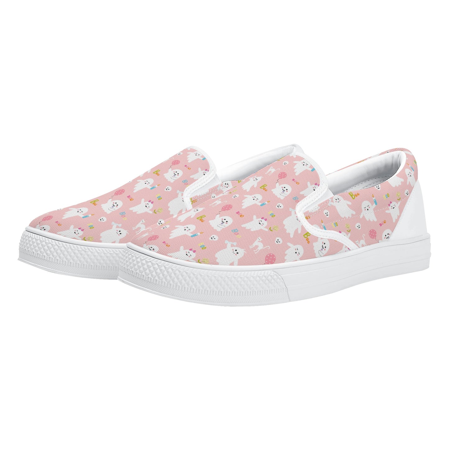 Pink Ghosts Sweet Halloween Slip On Shoes