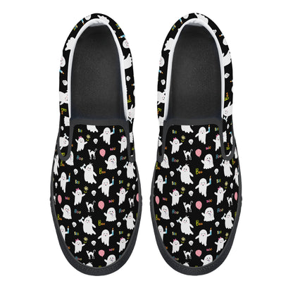 Black Ghosts Cats Halloween Slip On Shoes