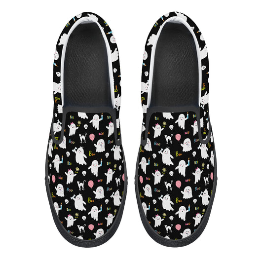 Black Ghosts Cats Halloween Slip On Shoes