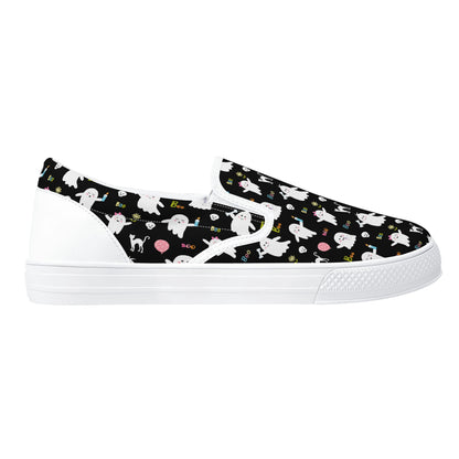 Black Ghosts Cats Halloween Slip On Shoes