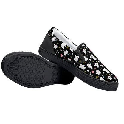 Black Ghosts Cats Halloween Slip On Shoes