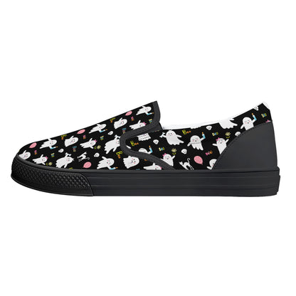 Black Ghosts Cats Halloween Slip On Shoes