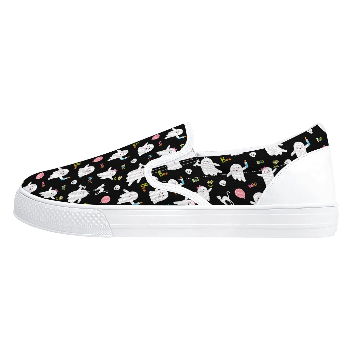 Black Ghosts Cats Halloween Slip On Shoes