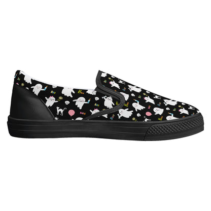 Black Ghosts Cats Halloween Slip On Shoes