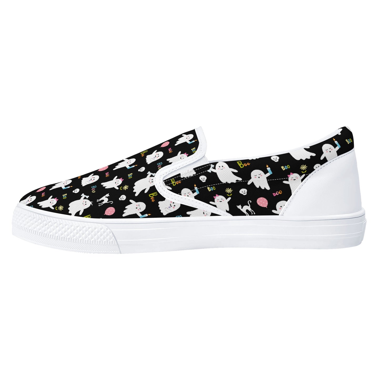 Black Ghosts Cats Halloween Slip On Shoes