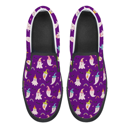 Purple Party Ghosts Halloween Slip On Shoes