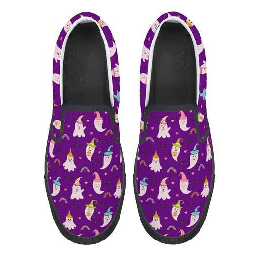 Purple Party Ghosts Halloween Slip On Shoes