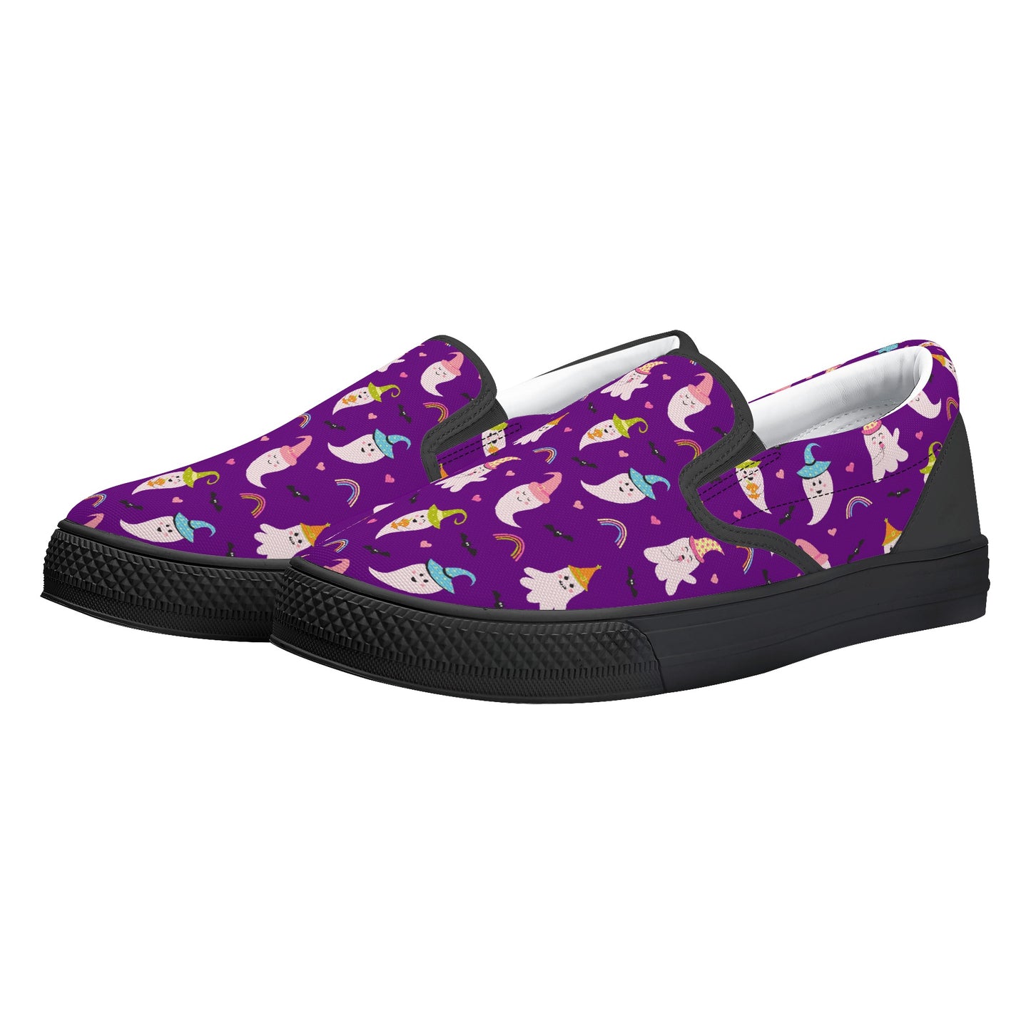 Purple Party Ghosts Halloween Slip On Shoes