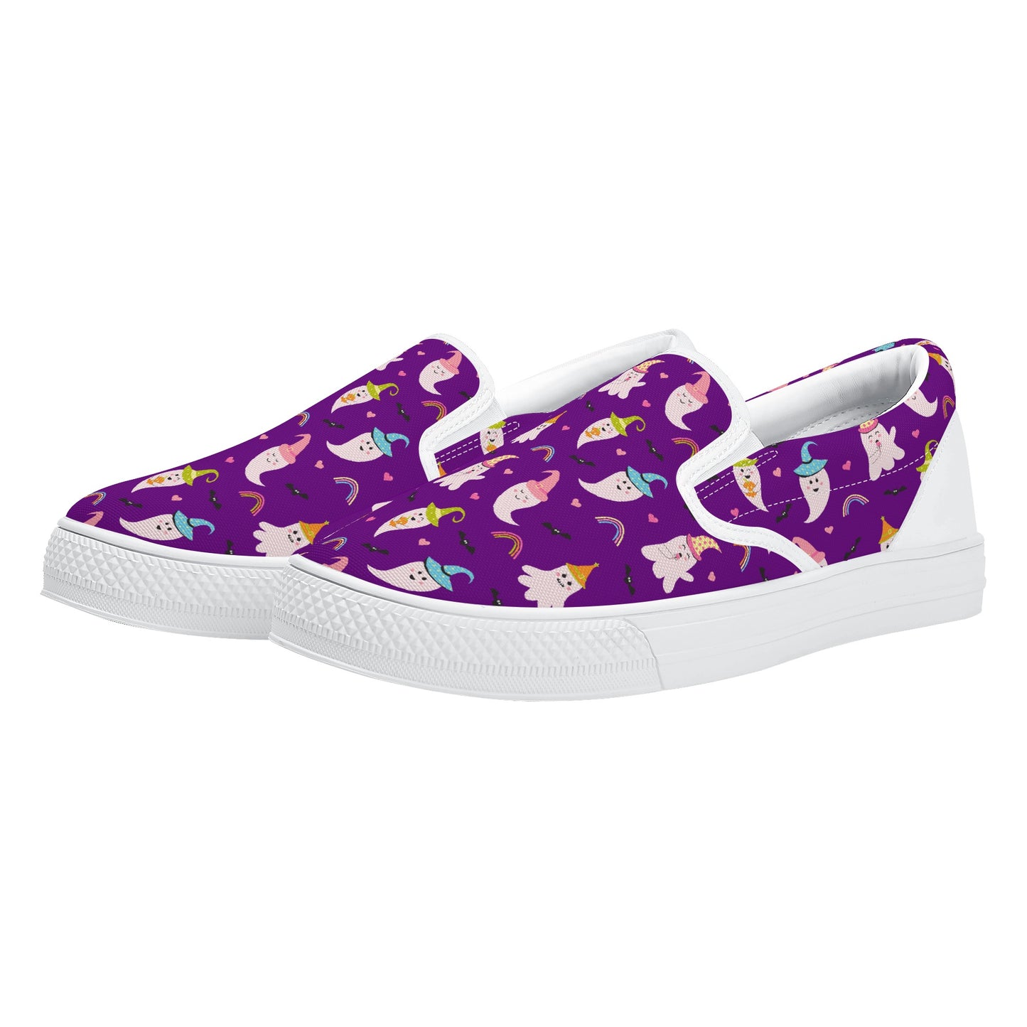 Purple Party Ghosts Halloween Slip On Shoes