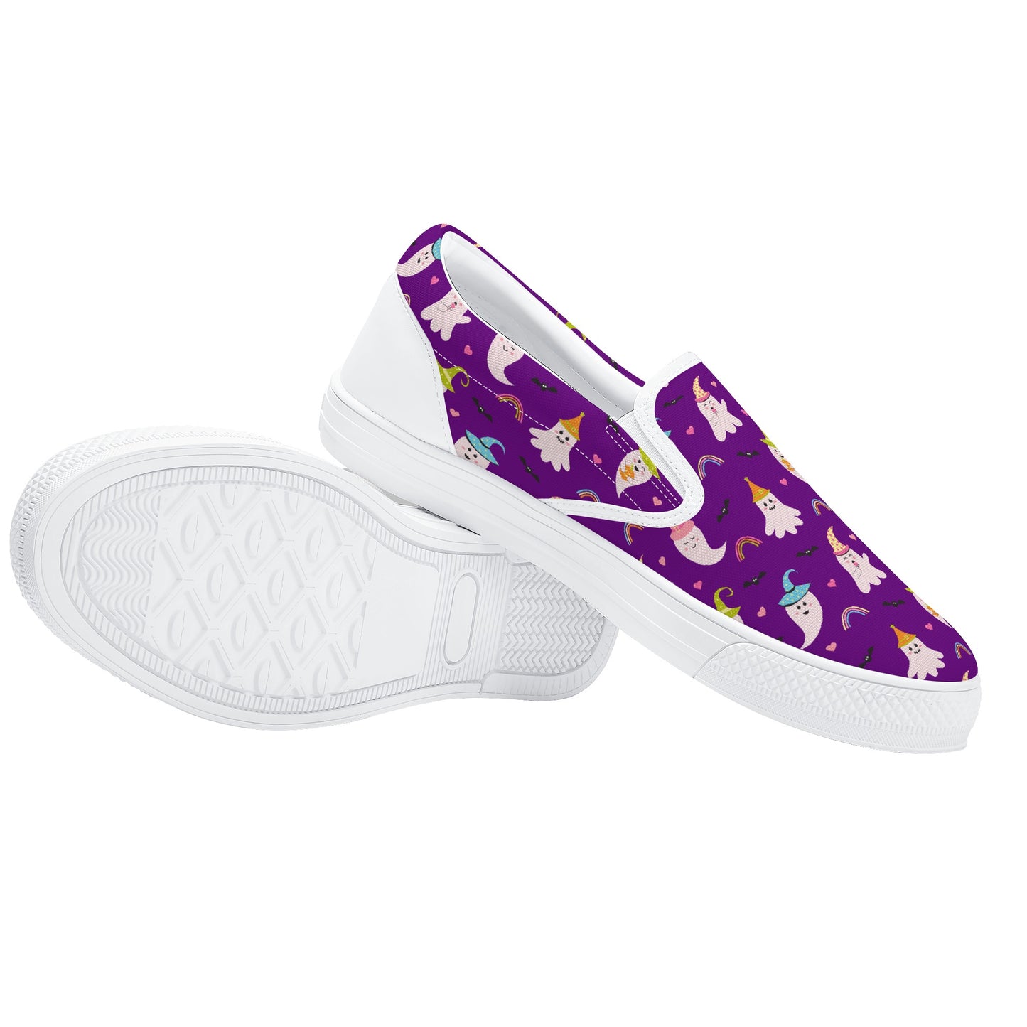 Purple Party Ghosts Halloween Slip On Shoes